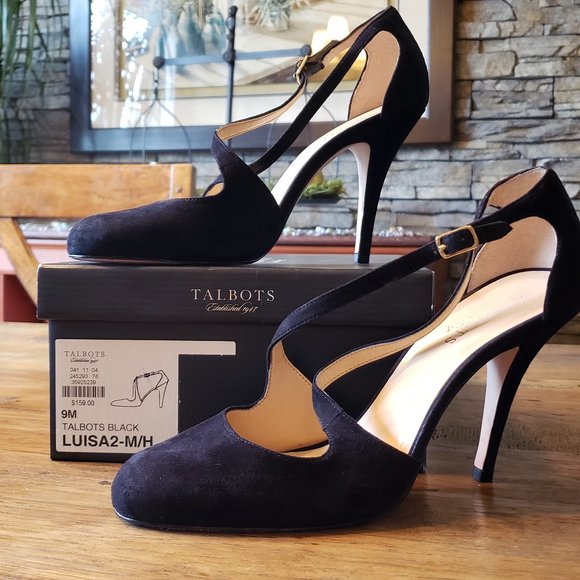Talbots Elegant Black Suede Heels - Picture 1 of 11